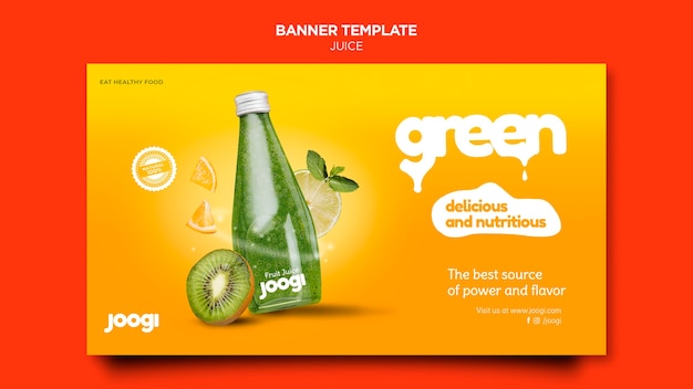 PSD gratuito modello di banner di succo biologico