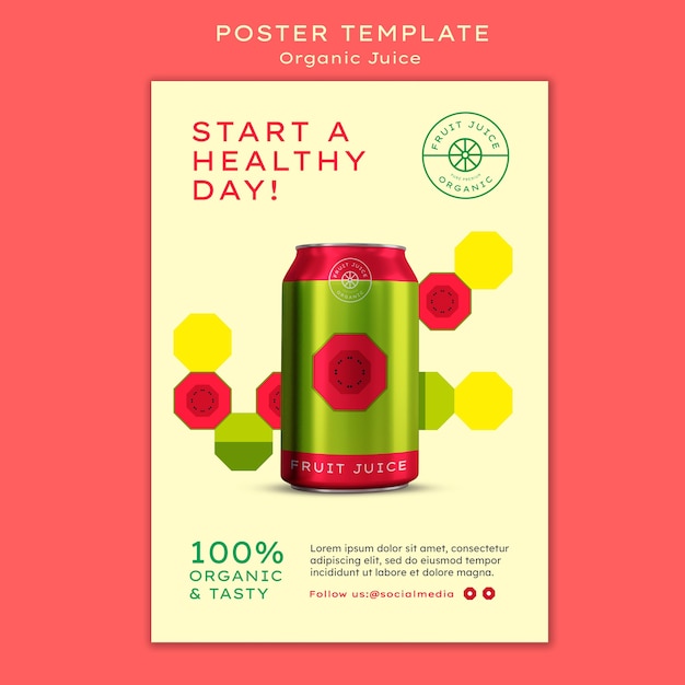 Free PSD organic juice can poster template