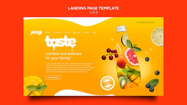 Free PSD organic juice landing page