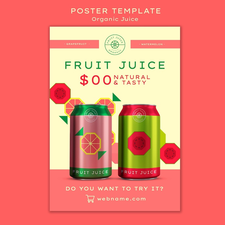Free PSD organic juice  poster template