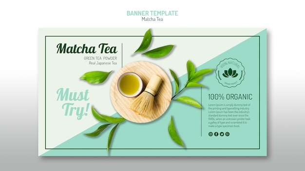 Organic matcha tea banner template