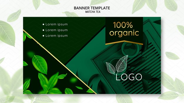 Free PSD organic matcha tea banner template