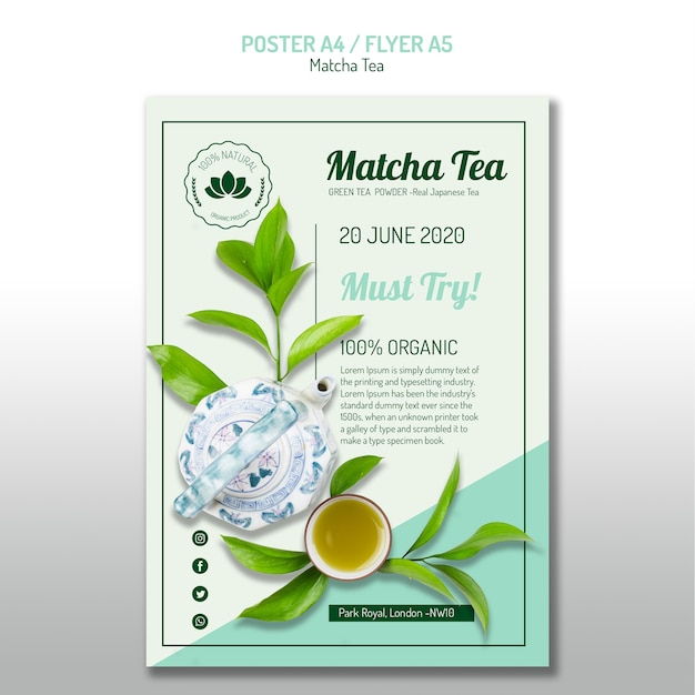 Organic matcha tea flyer