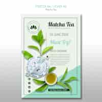 PSD gratuito volantino per tè al matcha biologico
