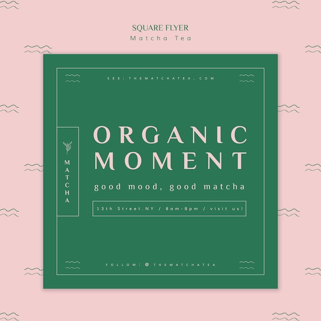 Organic Matcha Tea Moment Square Flyer – Free PSD Download