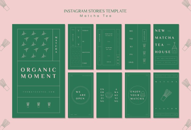 Organic moment matcha tea instagram stories template