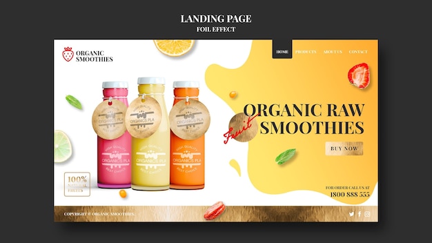 Organic smoothies template landing page