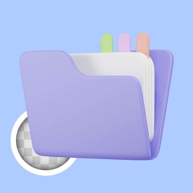 Free PSD organized folder representing file organization and management 3d illustration