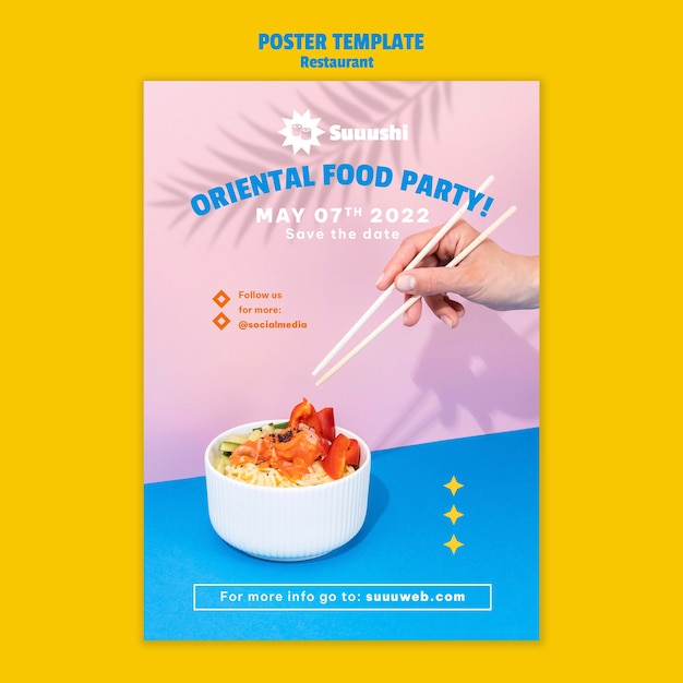 PSD gratuito modello poster ristorante orientale