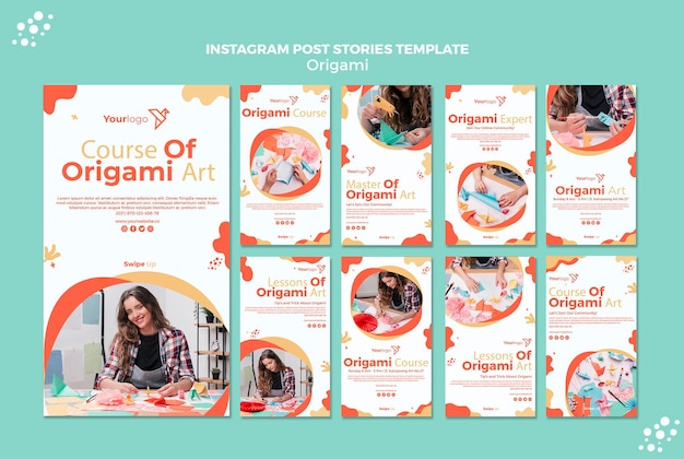 Free PSD origami instagram stories