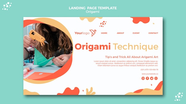 PSD gratuito tema della pagina di destinazione di origami