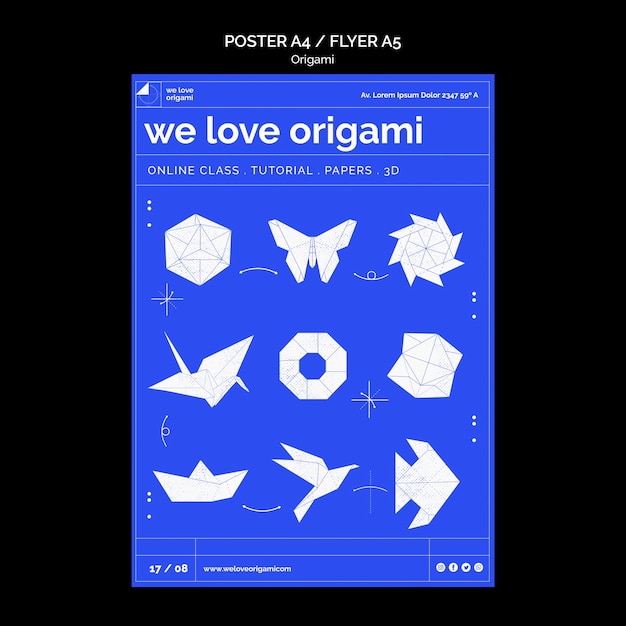Бесплатный PSD Оригами плакат шаблон концепция