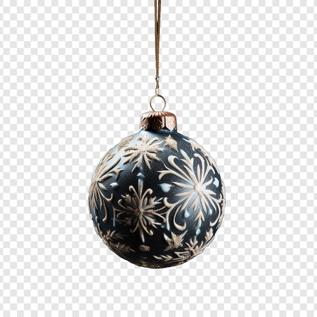 Free PSD ornament hanging in snow during christmas isolated on transparent background