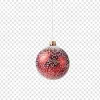 Free PSD ornament hanging in snow during christmas isolated on transparent background