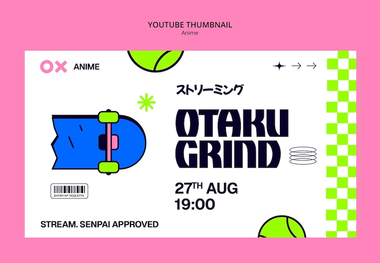Free PSD otaku grind anime stream youtube thumbnail
