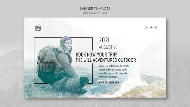 Outdoor adventures concept banner template