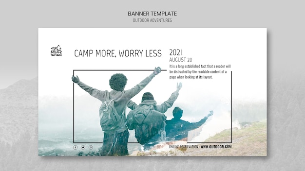 Free PSD outdoor adventures concept banner template