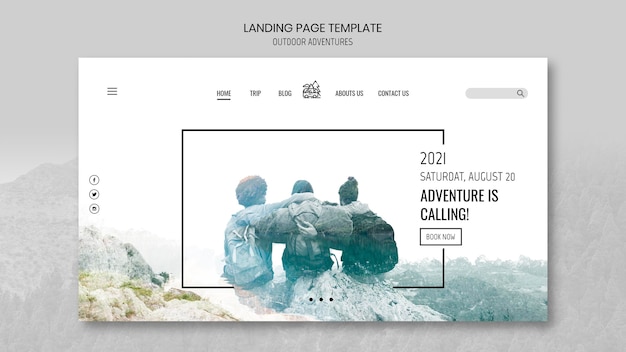 アウトドアアドベンチャーコンセプトのランディングページテンプレート