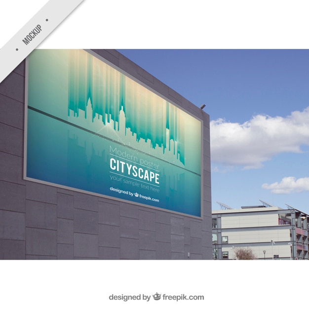 Outdoor billboard of cityscape
