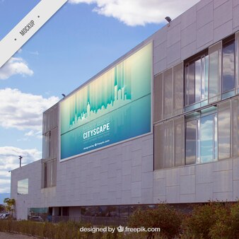 Outdoor billboard on a modern building