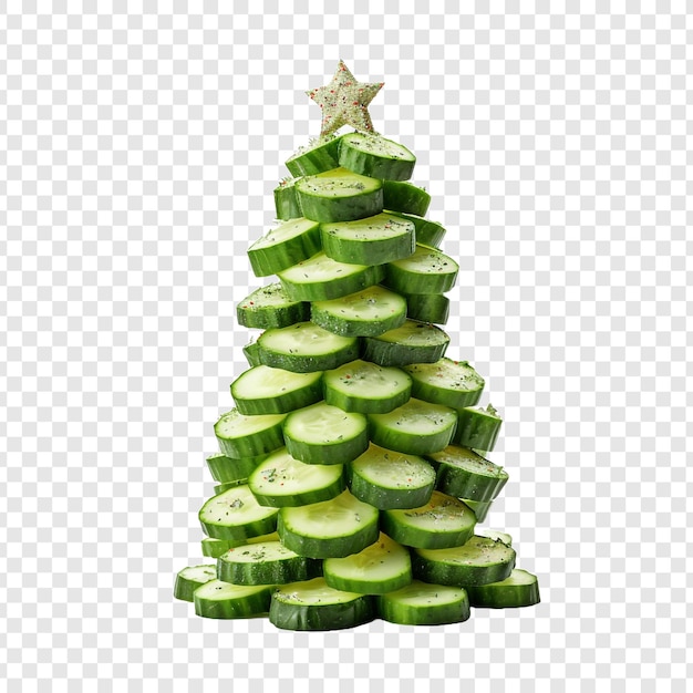 Free PSD outdoor christmas tree made with cucumber bread and cheese isolated on transparent background