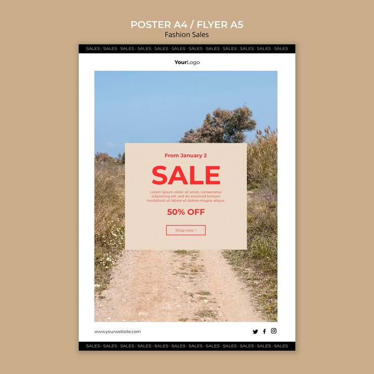 無料PSD アウトドアフラワーフィールドポスターテンプレート