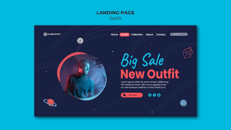 Free PSD outfit concept landing page template