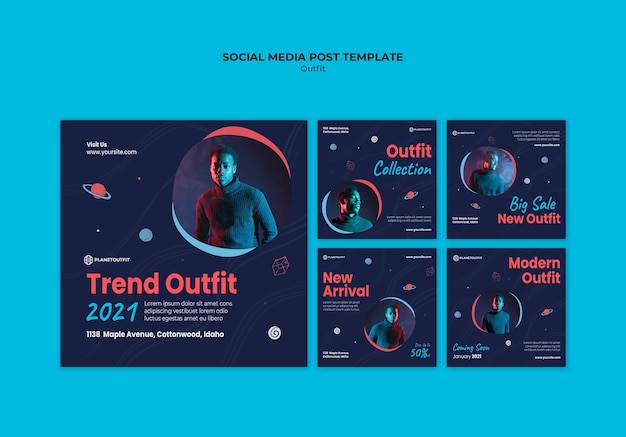 Free PSD outfit concept social media post template