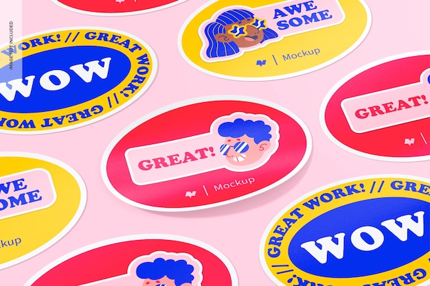 Oval Stickers Mockup Mosaic