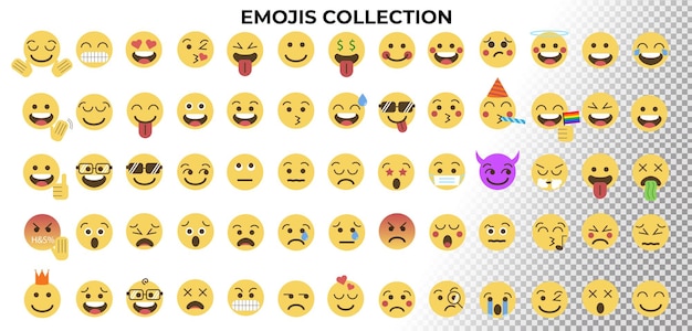 Pack of emojis in flat style on a transparent background