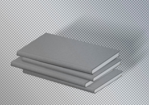 Free PSD pack of isolated grey textured books