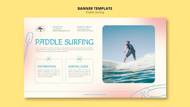Бесплатный PSD Шаблон горизонтального баннера для серфинга с веслом