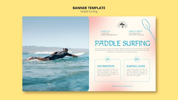 Modello di banner orizzontale paddle surf