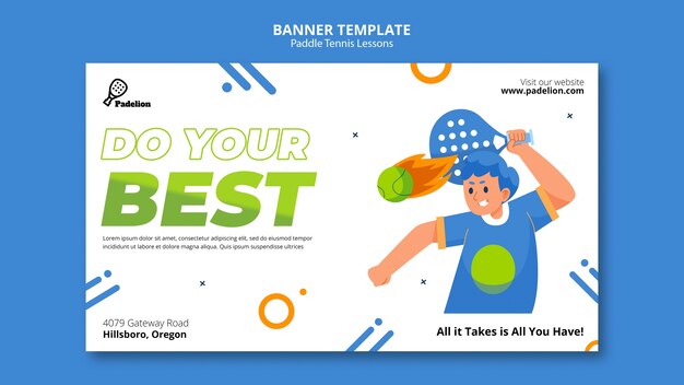 Paddle tennis lessons banner template