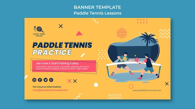 Paddle tennis lessons banner template