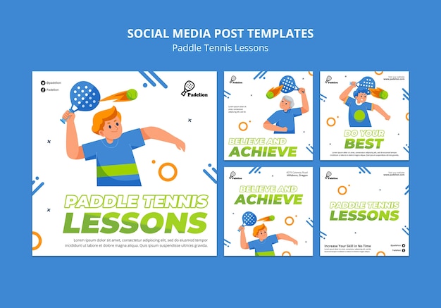Free PSD paddle tennis lessons social media post template