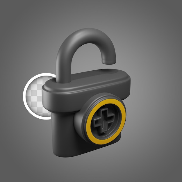 Free PSD padlock to unlock subscriber benefits 3d illustration