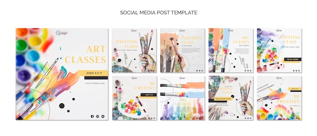 무료 PSD 게시물 템플릿-소셜 미디어 페인트 및 그리기