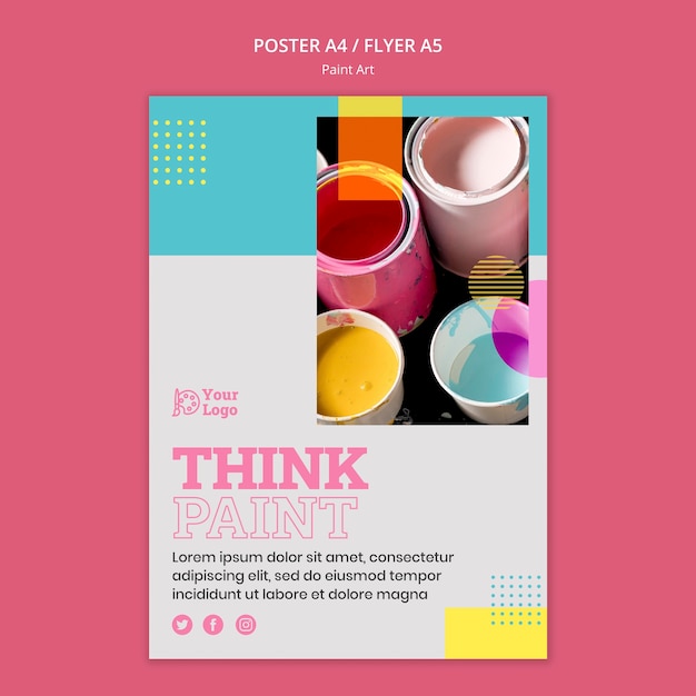 Free PSD paint art concept flyer template