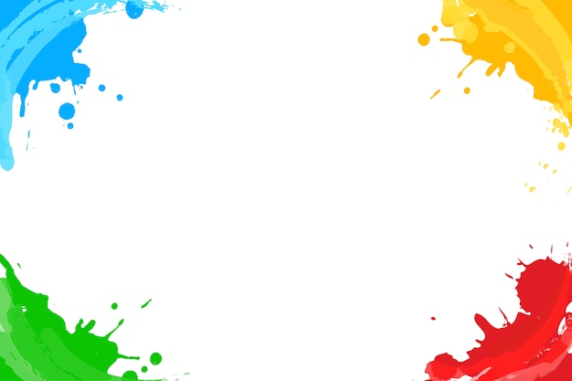 Paint brush and splatters elements isolated