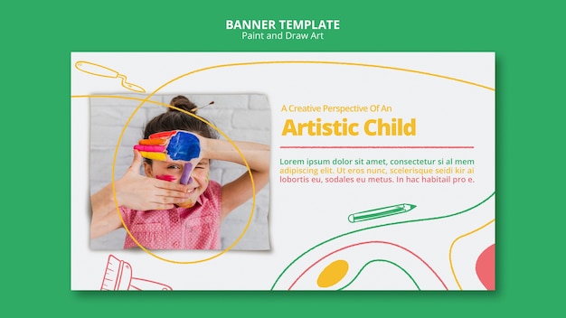 Free PSD paint & draw art banner template design