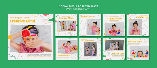 Free PSD paint & draw art social media post template