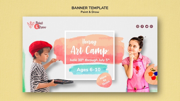 Free PSD paint & draw banner concept