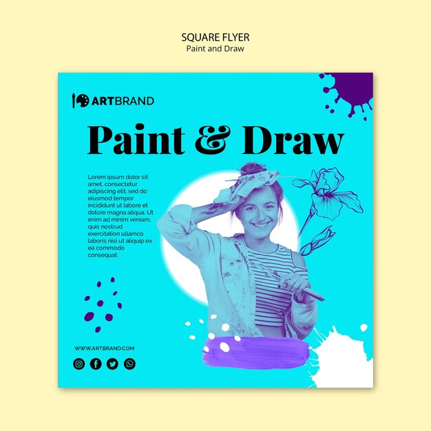 paint and draw class square flyer