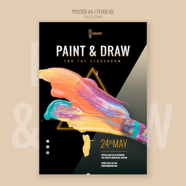 Free PSD paint and draw classroom poster