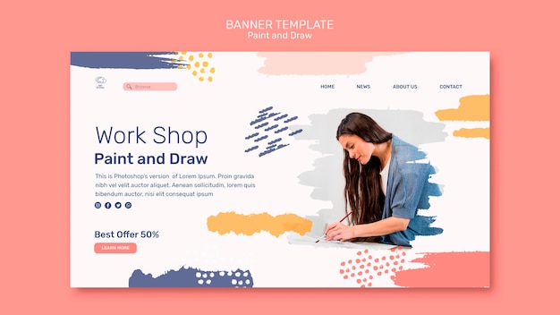 Free PSD paint & draw concept banner template