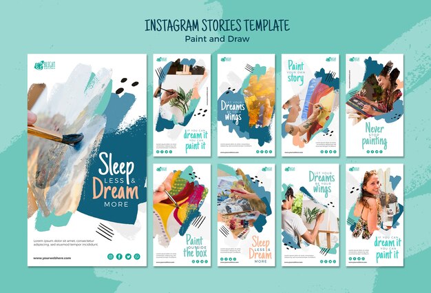 Instagram 이야기 템플릿 페인트 및 그리기