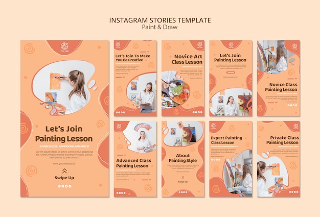 PSD gratuito dipingi e disegna il modello di storie di instagram