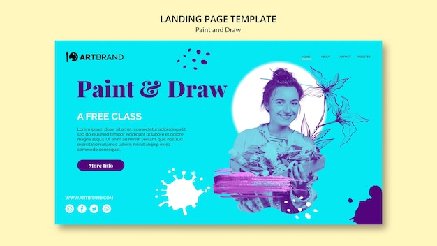 Free PSD paint and draw landing page template