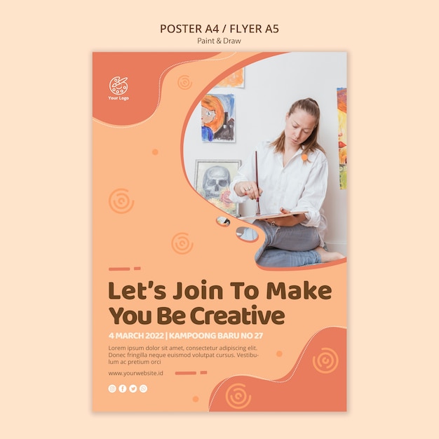 Free PSD paint&draw poster template